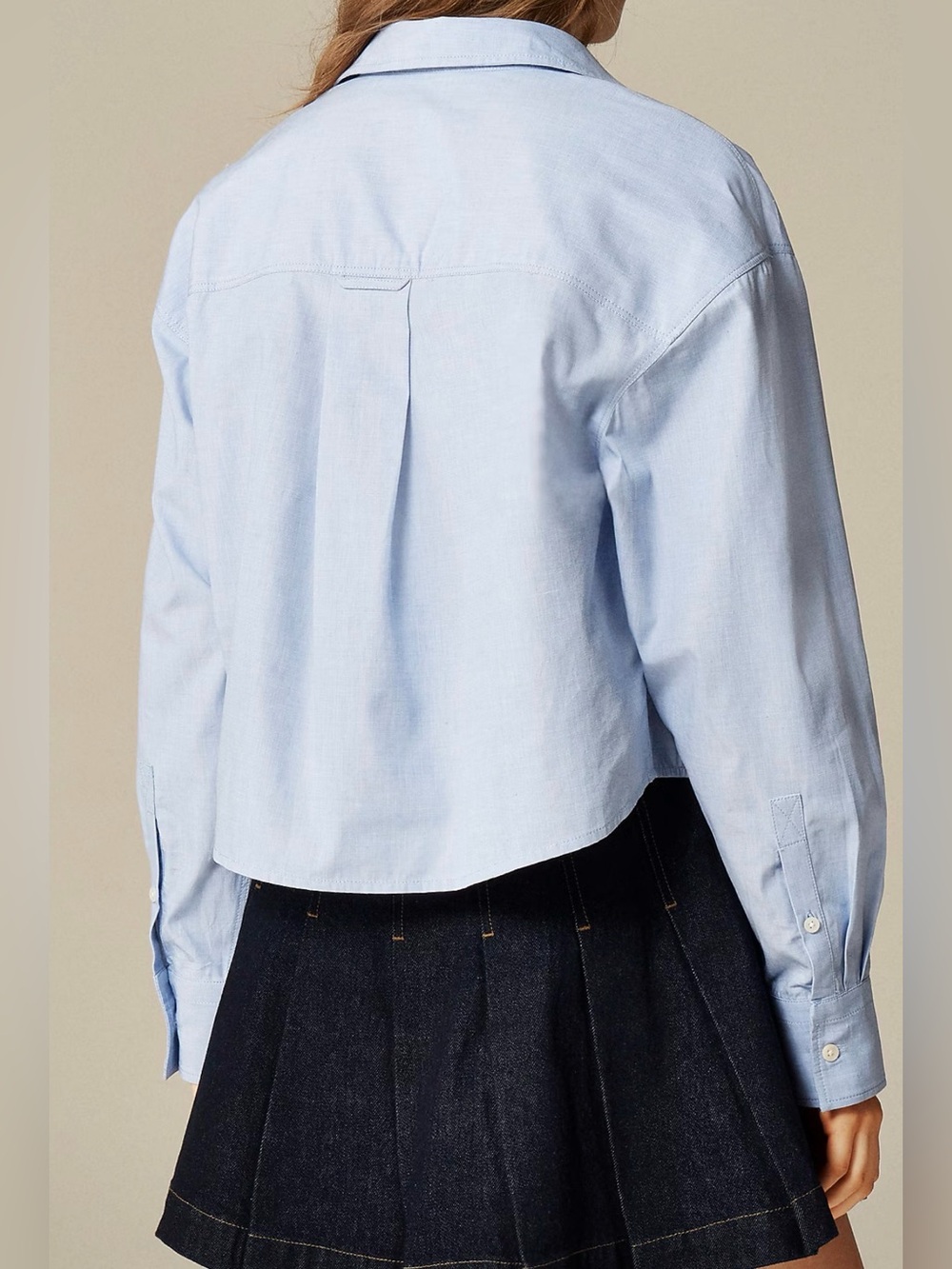 J.Crew Étienne Cropped Button-Up Shirt Cotton Poplin Blue Size Large NWOT - Picture 2 of 11